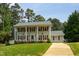 Charming two-story home with red shutters, pillars, manicured lawn, and a paved driveway at 1213 Indian Trail Dr, Raleigh, NC 27609
