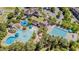 Aerial view of community pool with splash pad and waterslide at , Chapel Hill, NC 27516