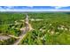 Community aerial view showcases proximity to wooded areas, neighborhood streets, and other homes at 1609 Falls Ct, Raleigh, NC 27615