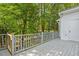 Spacious back deck with wooden railings and an enclosed yard perfect for outdoor relaxation and privacy at 1623 Village Glenn Dr, Raleigh, NC 27612