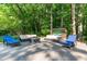Cozy patio with stylish outdoor furniture, perfect for relaxing and entertaining in a wooded surrounding at 2029 Atkins Dr, Raleigh, NC 27610