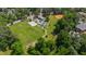 Aerial view of Kiwanis Neighborhood Center showcasing the playground, basketball court, and sports fields at 2517 Medway Dr, Raleigh, NC 27608