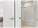 Bathroom with a white shower curtain, and light tan floors at 270 Wendover Pkwy, Pittsboro, NC 27312