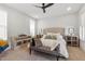 Stylish bedroom with neutral tones, tufted headboard, and decorative throw pillows at 270 Wendover Pkwy, Pittsboro, NC 27312