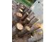Outdoor garden featuring neatly stacked logs, ready for planting at 3005 Buckhorn Rd, Sanford, NC 27330
