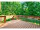 Wooden deck with a view of the fenced backyard at 33 Carrington Cir, Angier, NC 27501