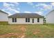 Well-maintained backyard with a level lawn, a rear home view, and privacy at 334 Huckleberry Loop, Mebane, NC 27302