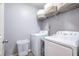 Convenient laundry room with modern appliances, storage baskets, and easy access at 334 Huckleberry Loop, Mebane, NC 27302