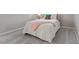 Close up of a bedroom with neutral walls, carpet, and a bed with pink blanket at 3810 Stoneybrook Dr, Durham, NC 27705