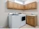 Laundry room featuring a washer and dryer, sink, and overhead cabinets at 102 Downing Forest Pl, Cary, NC 27519