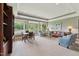 Open-concept living space with ample seating, built-ins, and large windows for natural light and serene views at 11483 Club Dr, Chapel Hill, NC 27517