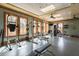 Gym featuring large windows with wood trim, modern equipment, and ample lighting for a complete fitness experience at 12 Beacon Ridge Blvd, Chapel Hill, NC 27516
