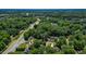 Overhead view showcasing a lush, wooded neighborhood and scenic roadways at 1274 Candlewood Dr, Elon, NC 27244