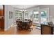 Bright breakfast nook with large windows, wood floors and views of the deck and backyard at 1312 Glenden Falls Way, Raleigh, NC 27614