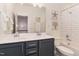 Stylish bathroom with double sinks, subway tile shower, and modern fixtures at 1344 Legend Oaks Drive Dr, Chapel Hill, NC 27517