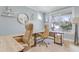 Bright and airy home office featuring a custom desk, two chairs, and a large window at 155 Annabelle Branch Ln, Apex, NC 27523