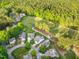 An aerial view of homes nestled among the golf course and lush green trees, offering serene community living at 17 Nicklaus Way, Clayton, NC 27520
