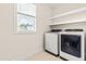 Efficient laundry room with modern, front-loading washer and dryer at 2014 Anna Lilley Dr, Fuquay Varina, NC 27526