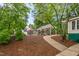 Lush backyard featuring a covered outdoor kitchen, seating area, and inviting walkway at 204 Random Ln, Burlington, NC 27215