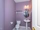 Stylish powder room features a pedestal sink and designer mirror, perfect for guests at 216 Ruby Walk Dr, Morrisville, NC 27560