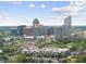 An aerial view of a vibrant city with modern buildings surrounded by lush greenery and beautiful landscaping at 221 Woodsborough Pl, Raleigh, NC 27601