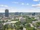 Picturesque city view highlighting downtown cityscape and mature green trees at 221 Woodsborough Pl, Raleigh, NC 27601