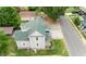 Aerial shot of a house with a new roof and lush greenery in the backyard at 223 Hall Ave, Burlington, NC 27217