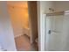 Bathroom featuring a shower and vanity with tile floors at 2521 Friedland Pl # 301, Raleigh, NC 27617