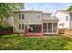The backyard features a deck with a dining area and a screened porch, great for outdoor enjoyment at 2728 Cameron Pond Dr, Cary, NC 27519