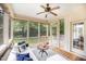 Relaxing screened porch with comfortable seating and views of the backyard at 2728 Cameron Pond Dr, Cary, NC 27519
