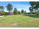 This backyard has a large grassy area, trees, and a blue trampoline at 311 Ocean Dr, Clayton, NC 27520