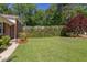 Large grassy backyard, ideal for outdoor activities, surrounded by privacy landscaping and mature trees at 4300 Edgehill Ct, Raleigh, NC 27612