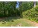 Large backyard featuring a grassy area and mature trees, creating a private outdoor space at 4300 Edgehill Ct, Raleigh, NC 27612