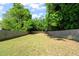 Large, fenced backyard with lush green lawn, providing ample space for outdoor activities and relaxation at 512 Montague Ln, Raleigh, NC 27601