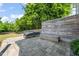 Charming stone patio featuring bench seating, perfect for outdoor relaxation and entertaining in a serene setting at 512 Montague Ln, Raleigh, NC 27601