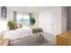 Well-lit bedroom featuring large windows, coordinated decor, and comfortable furniture at 517 Fife Ct, Gibsonville, NC 27249