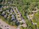An aerial view showcasing a tree-lined neighborhood with well-maintained homes and streets at 5600 Bennettwood Ct, Raleigh, NC 27612