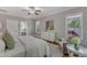 Relaxing main bedroom featuring natural light, a decorative rug, and access to the main bathroom at 5600 Bennettwood Ct, Raleigh, NC 27612