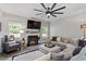 Comfortable living room featuring a fireplace, soft lighting, and stylish decor for a cozy ambiance at 7729 Calcutta Dr, Willow Springs, NC 27592