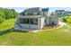 Spacious backyard featuring a covered patio and a stone patio, great for outdoor living at 9004 Meadow Pointe Ct, Wake Forest, NC 27587