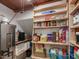 Pantry with open shelving for food and utility storage at 967 Bynum Rd, Pittsboro, NC 27312