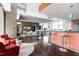 Open and modern lounge area featuring a seating area and a kitchenette at 140 W Franklin St # 706, Chapel Hill, NC 27516