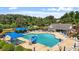 Aerial image of a pool and recreational area with lots of open space at 1608 Hayesville Dr, Fuquay Varina, NC 27526