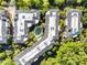 Aerial shot of upscale apartments with a swimming pool in a courtyard setting at 2701 Glenwood Gardens Ln, Raleigh, NC 27608