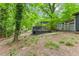 Backyard featuring a wooden deck and shed, creating a private and inviting outdoor space at 2904 Sprucewood Dr, Durham, NC 27707