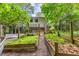 Picturesque view of the backyard garden featuring raised beds, greenery, and a view of the home at 2904 Sprucewood Dr, Durham, NC 27707