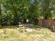 Tranquil backyard featuring decorative stone and a small garden area, ideal for relaxation at 3203 Rugby Rd, Durham, NC 27707