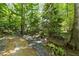 Landscaped garden pathway with stone pavers and a bench at 3203 Rugby Rd, Durham, NC 27707