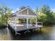 Outdoor dock with seating and grill, perfect for relaxing by the water and enjoying views at 353 Rivella Dr, Wake Forest, NC 27587