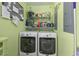 Functional laundry room with updated appliances, shelving, and plenty of storage at 3636-A Holly Grove Rd, Dunn, NC 28334